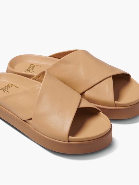 beek Shoes - Beek Hen Leather Platform Slide Sandals Tan Size 8